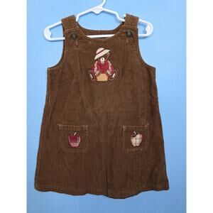 Longaberger Baskets Homestead Girls Size 3T Brown Corduroy Jumper Dress